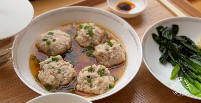 A Traditional Chinese Medicine Yam & Protein Recipe for your Skin Health, aids digestions, regulates menstruation. A simple and easy 15 minutes recipe for women's health.